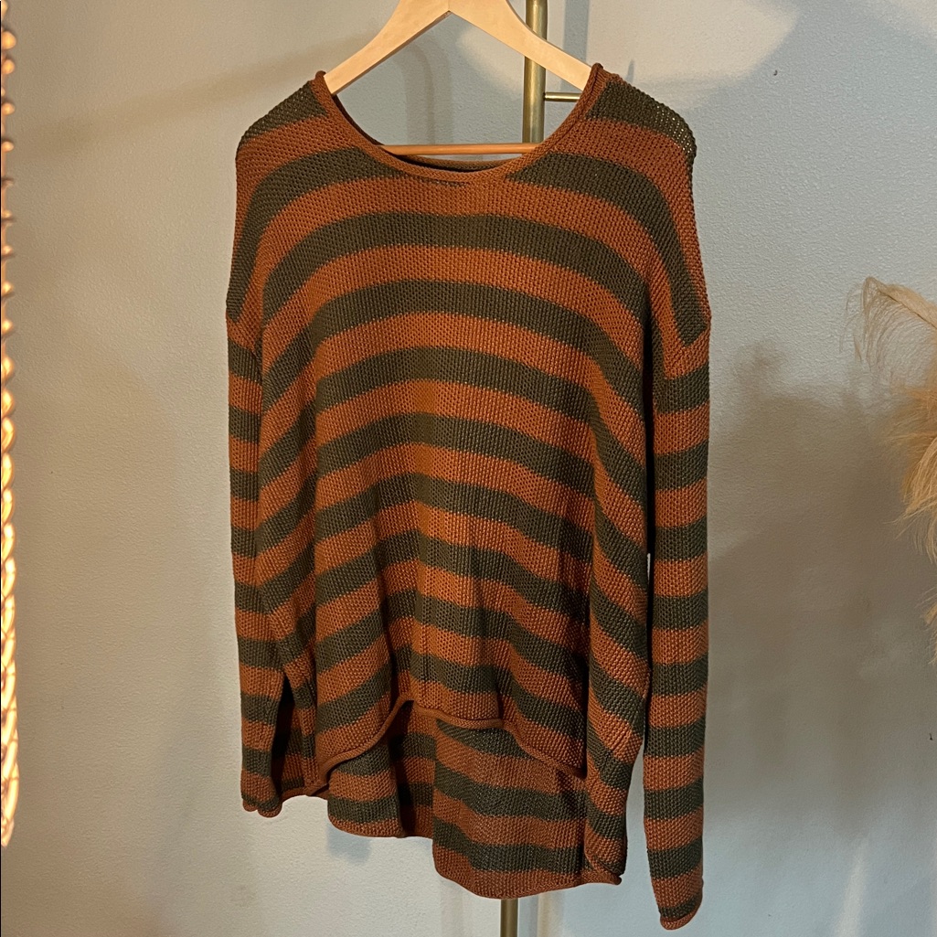 Striped Brown And Green Men's Sweater